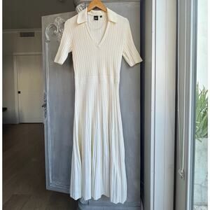 BOSS Fracie Ribbed Knit Midi Dress Cream / Ivory NWT Women’s Large